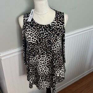 Chicos Leopard Print Cold-shoulder Top size 0